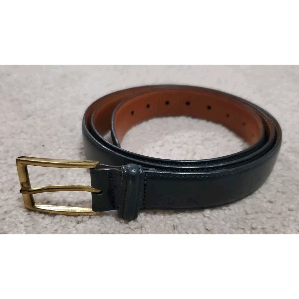 VTG Trafalgar Belt Mens Size 40 Cortina Leather Black Brass Buckle USA